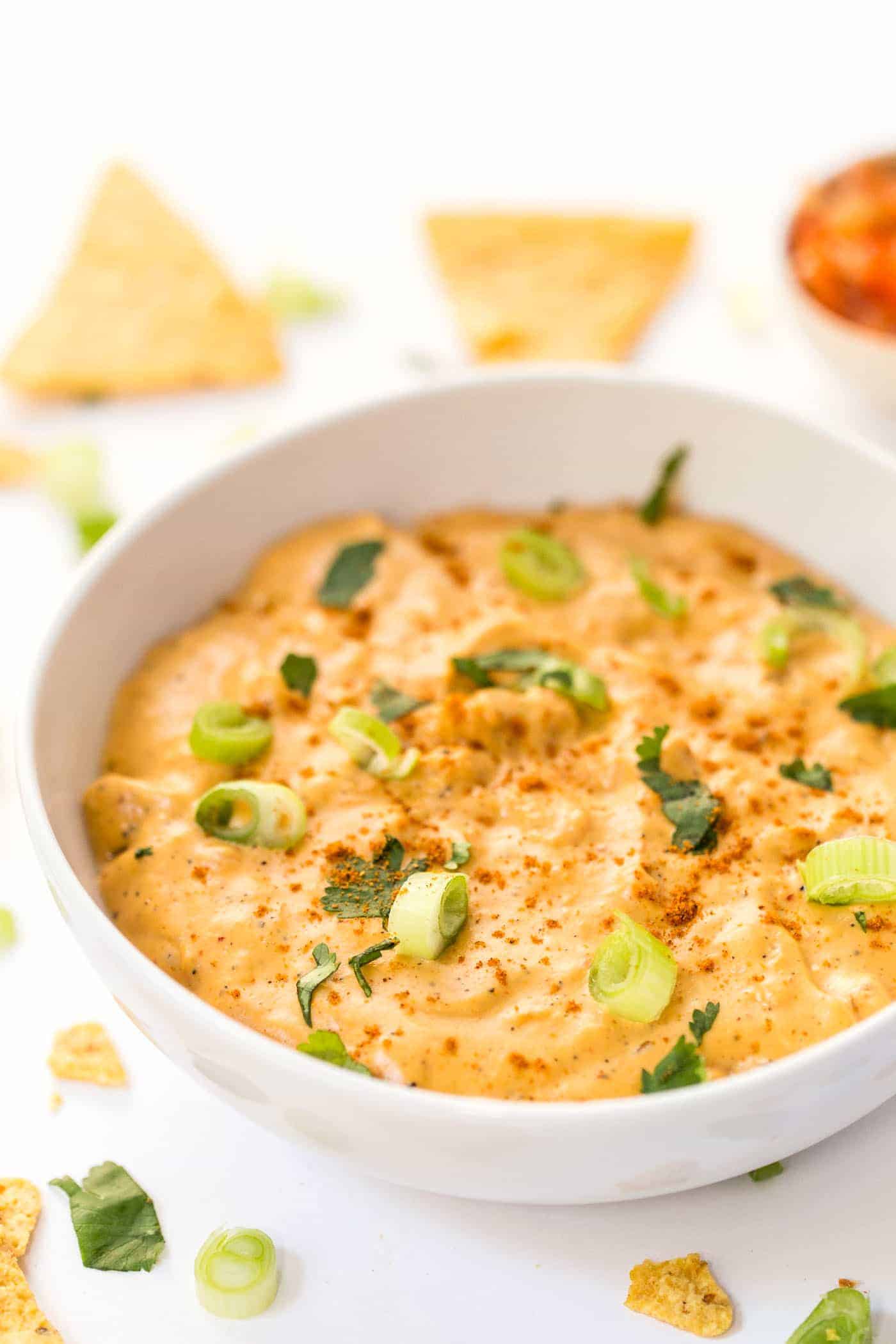 Vegan Kimchi Queso Dip -- the ultimate appetizer or snack to serve with tortilla chips &amp guac!