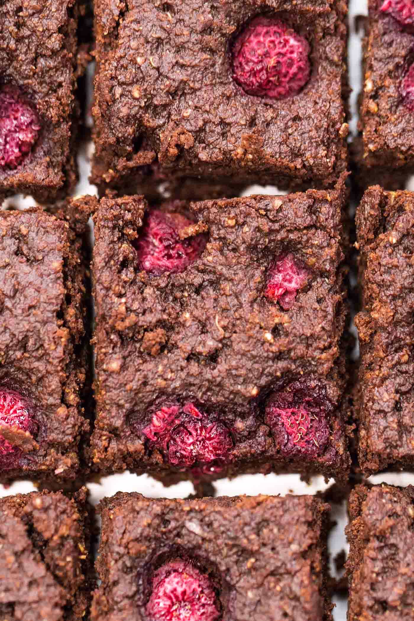 Vegan Raspberry Quinoa Brownies -- super fudgy, chewy and HEALTHY! Plus, they're made with avocado instead of oil