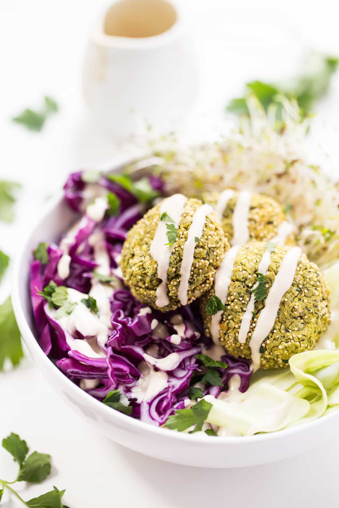 These BAKED Vegan Falafel are made with just 9 ingredients, take 20 minutes to bake and taste AMAZING!