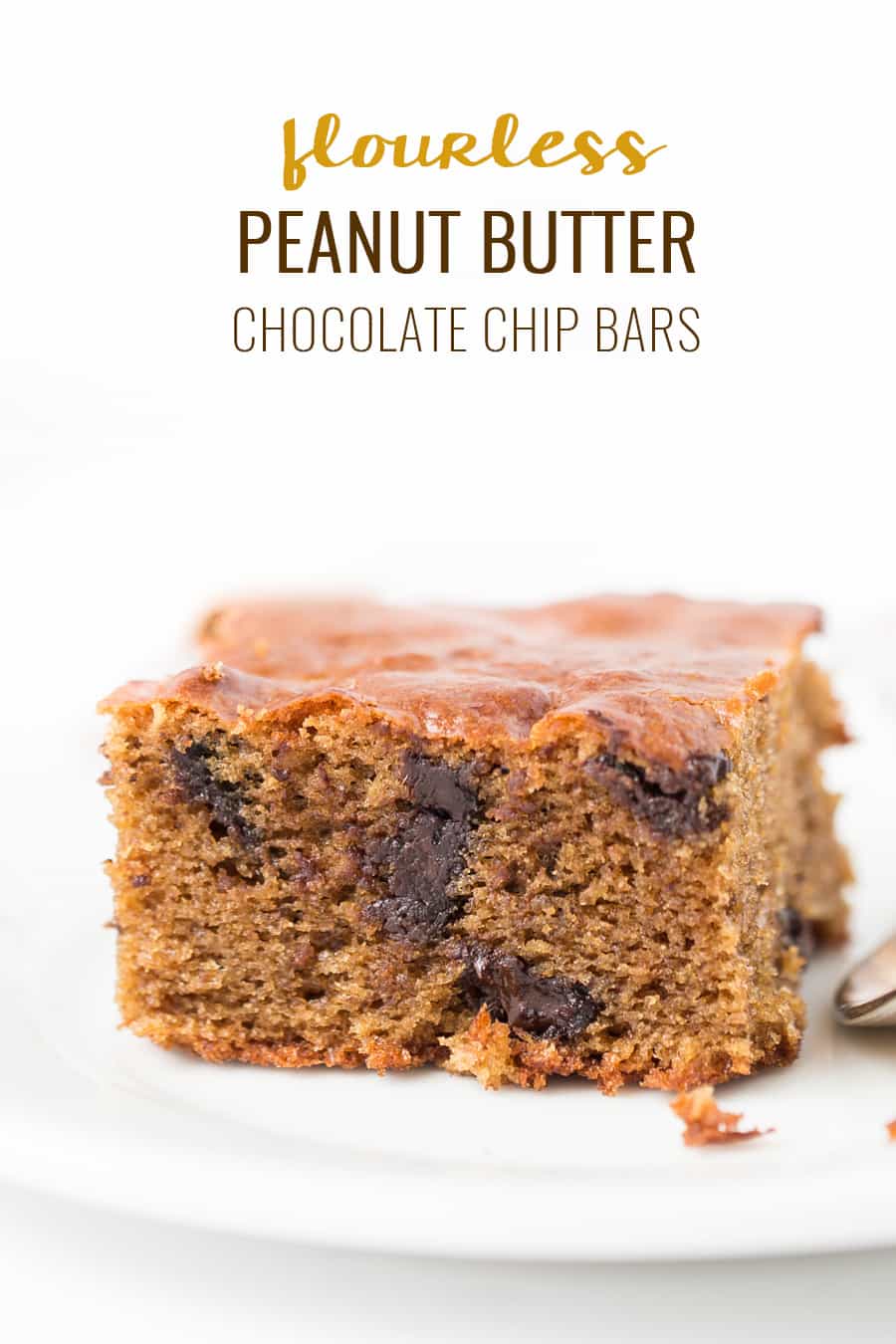 These FLOURLESS Peanut Butter Chocolate Chip Bars are made in just one bowl, with 8 ingredients! [gluten-free + refined sugar-free]