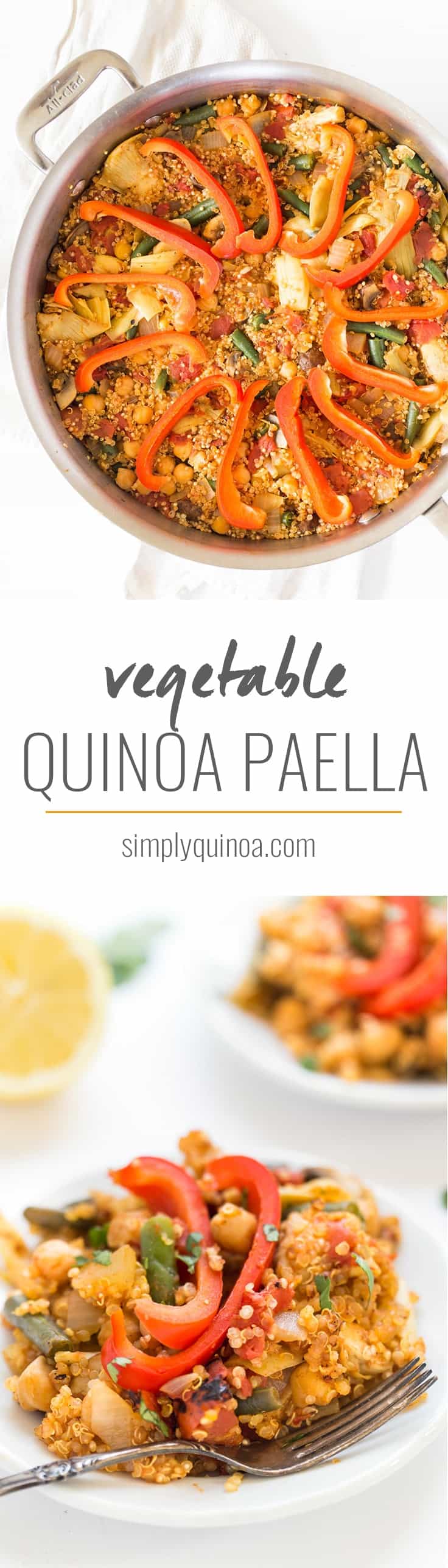 This ONE PAN Vegetable Quinoa Paella is a cinch to make and is ready in under 40 minutes!