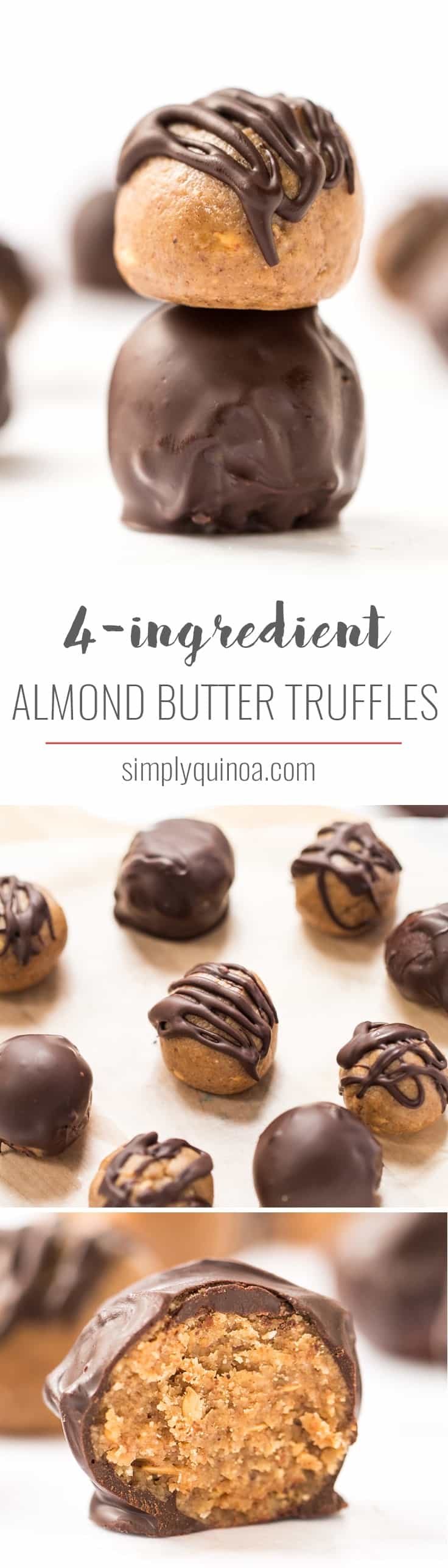 These AMAZING Almond Butter Truffles use just 4 ingredients and are the perfect healthy treat to satisfy your sweet tooth! [gluten-free, vegan & paleo]