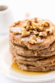 These HEALTHY Carrot Cake Pancakes are light, fluffy, but still hearty and filling!