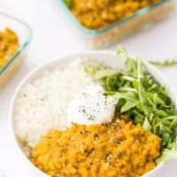 This vegan RED LENTIL DAL is made with just 9 ingredients, in one pot and under 15 minutes!