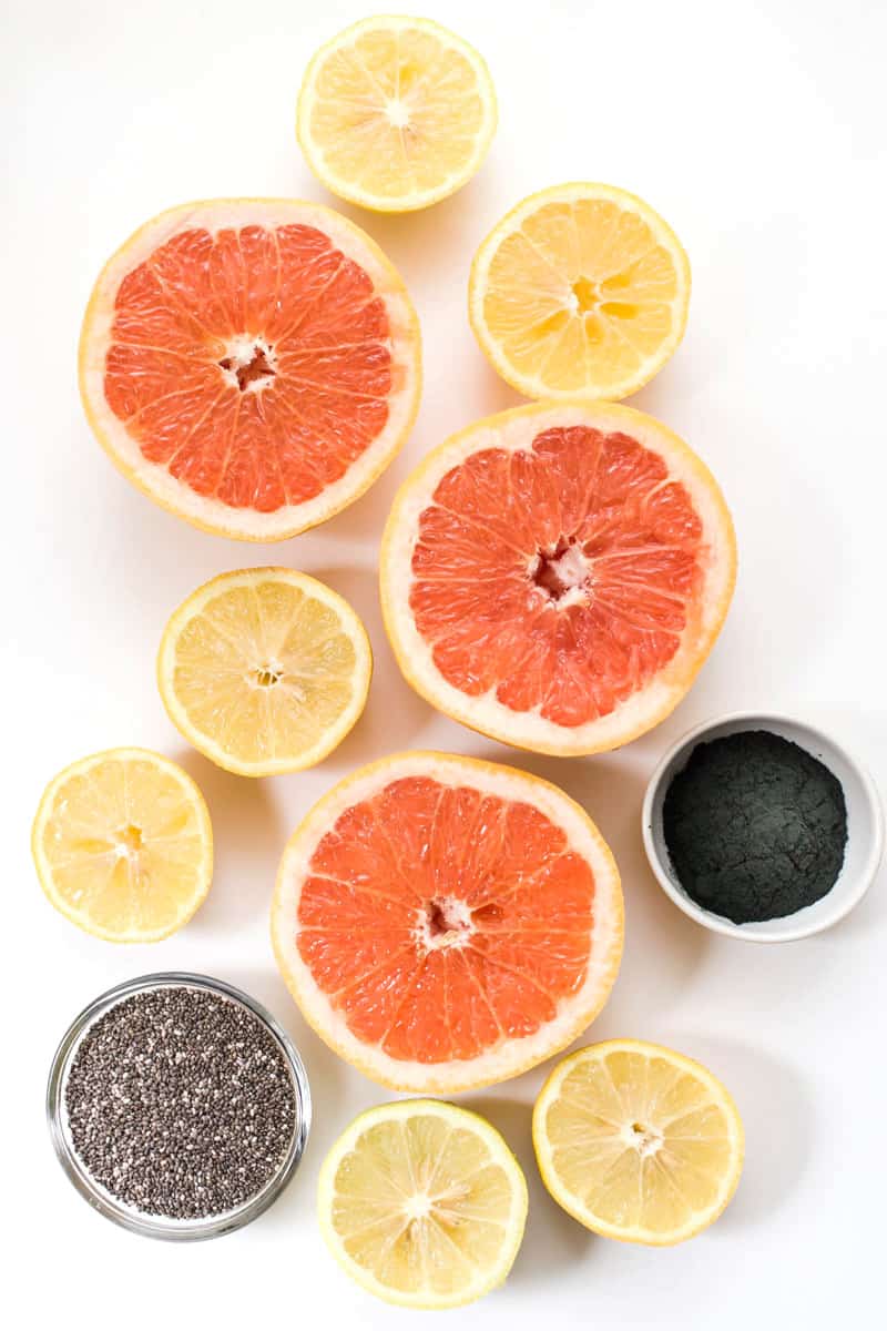 DETOX CHIA FRESCA -- with grapefruit, lemon and spirulina to help flush toxins and hydrate your system! 