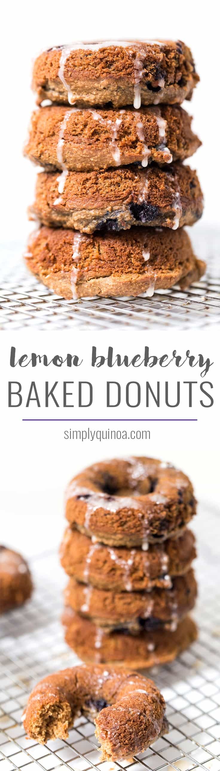 These Lemon Blueberry BAKED Donuts are light, tender and soft and MADE IN THE BLENDER! With 100% pure ingredients, you can feel great about eating one! [vegan + gf]