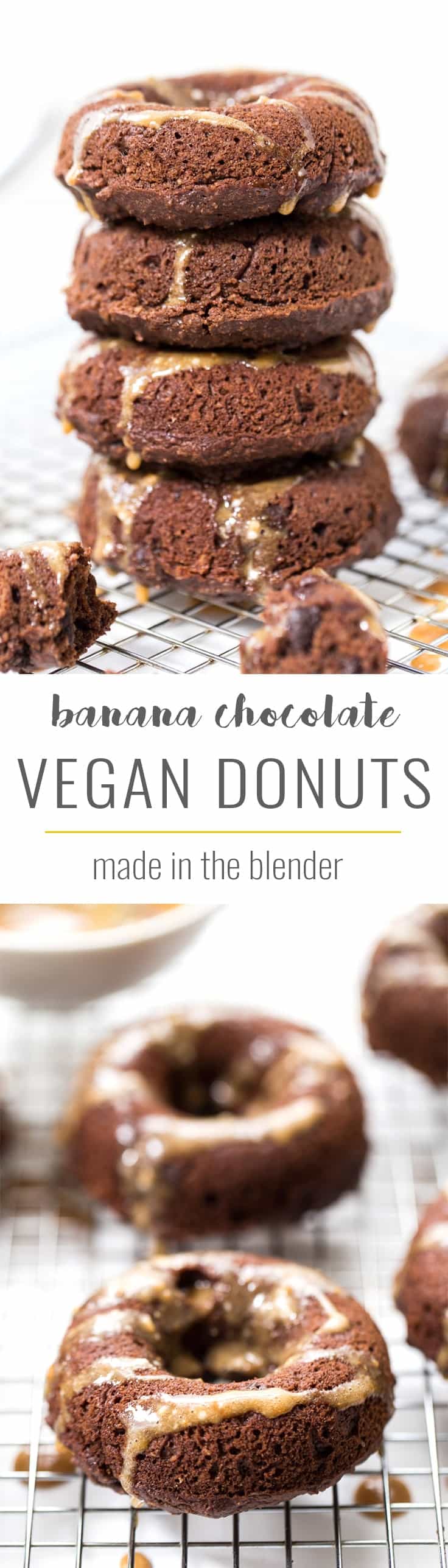 Vegan Banana Chocolate Donuts made in the BLENDER! packed with healthy ingredients, ready in just 15 minutes and seriously delicious! [vegan]