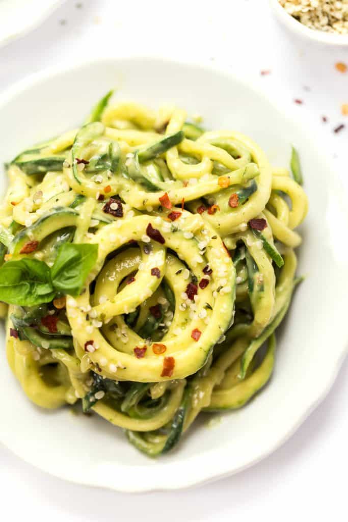 Avocado Alfredo Sauce with Zucchini Noodles