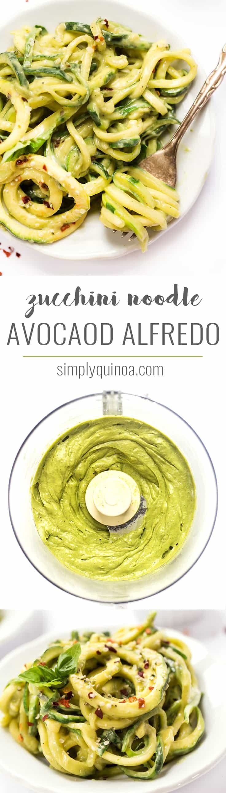 This easy AVOCADO ALFREDO is a twist on the classic but doesn't use any dairy. To lighten things up even more we're using zucchini noodles instead of pasta!