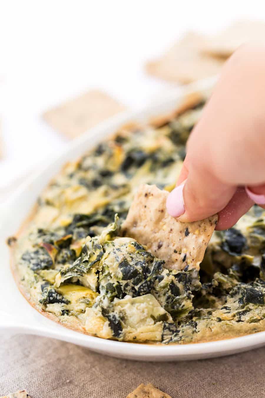 warm vegan spinach artichoke dip