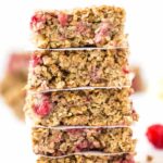 LEMON RASPBERRY QUINOA BREAKFAST BARS -- with bananas, oats, almond butter and quinoa, these bars make a healthy & nutritious breakfast treat!