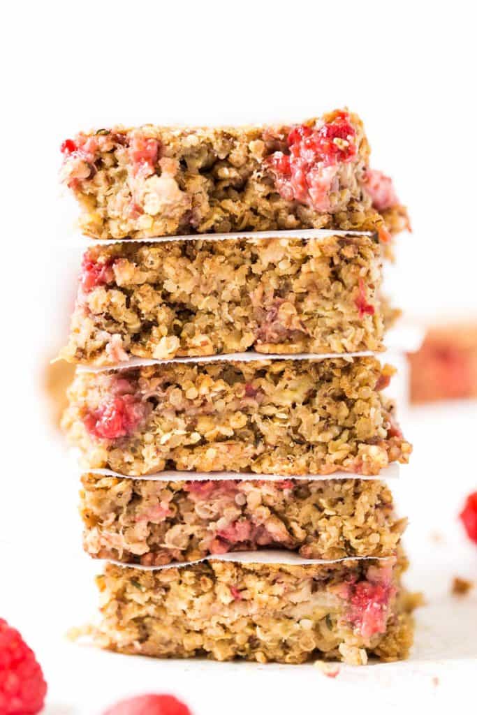 These Lemon Raspberry Quinoa Breakfast Bars are nutritious, high protein and perfect for on-the-go!