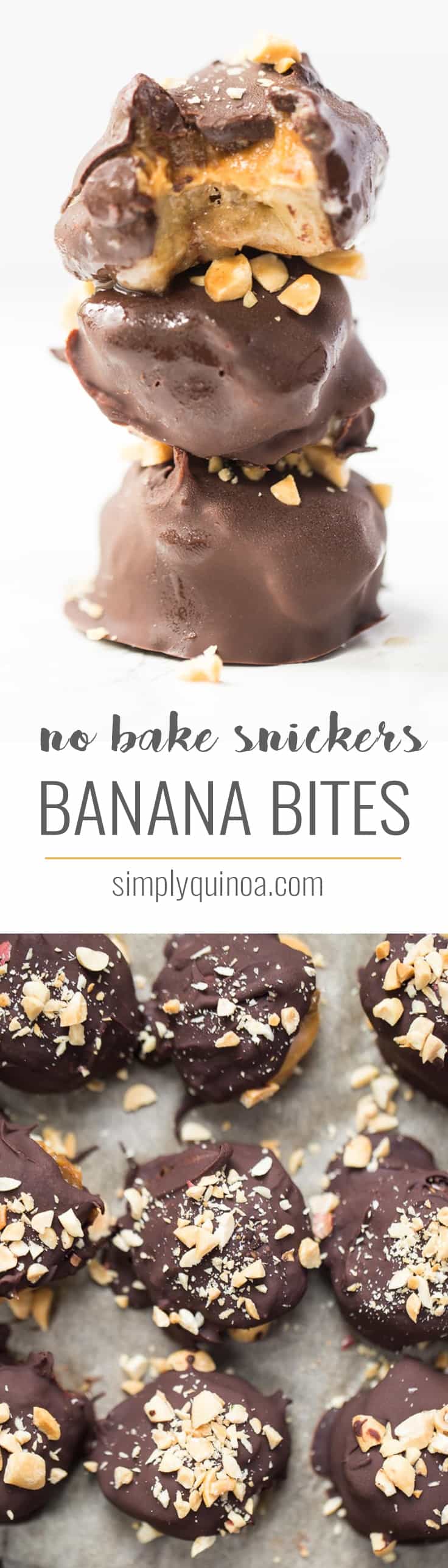 How to make SNICKERS BANANA BITES with just 5 ingredients! Easy to make, NO BAKE and they taste amazing! [vegan + gf]