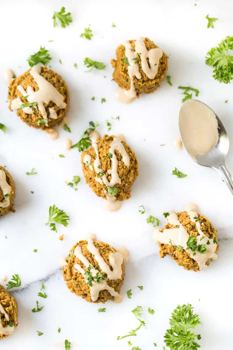 Try these insanely delicious GRAIN-FREE FALAFEL Bites! Perfect on top of salads, in buddha bowls or served as a healthy appetizer!