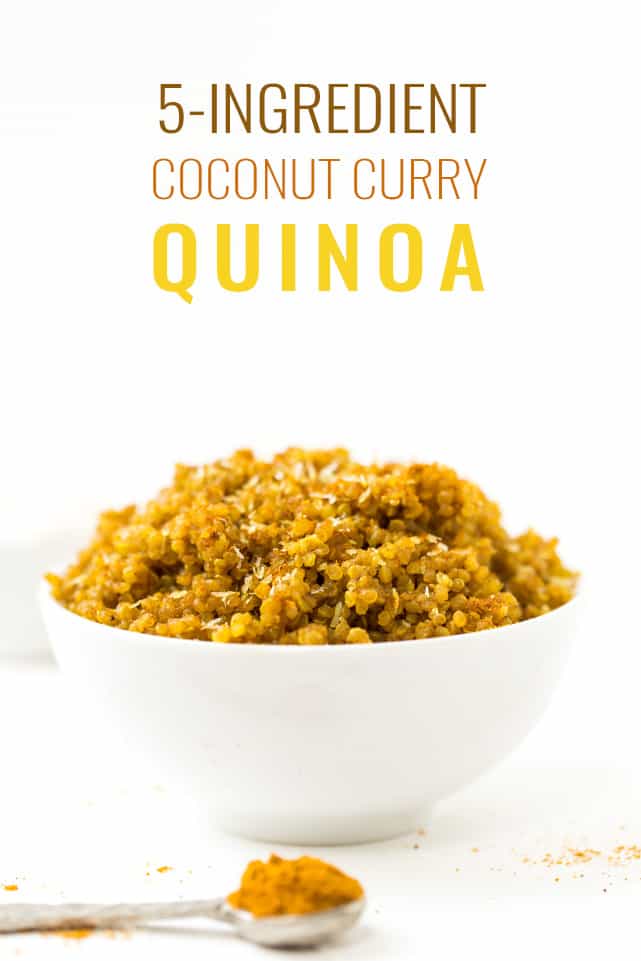 This 5-INGREDIENT Coconut Curry Quinoa goes well with all your FAVE Indian dishes! {vegan + gluten-free}