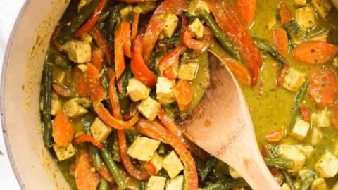 This EASY + VEGAN Green Curry Recipe is packed with flavor, is simple to make and tastes AMAZING!