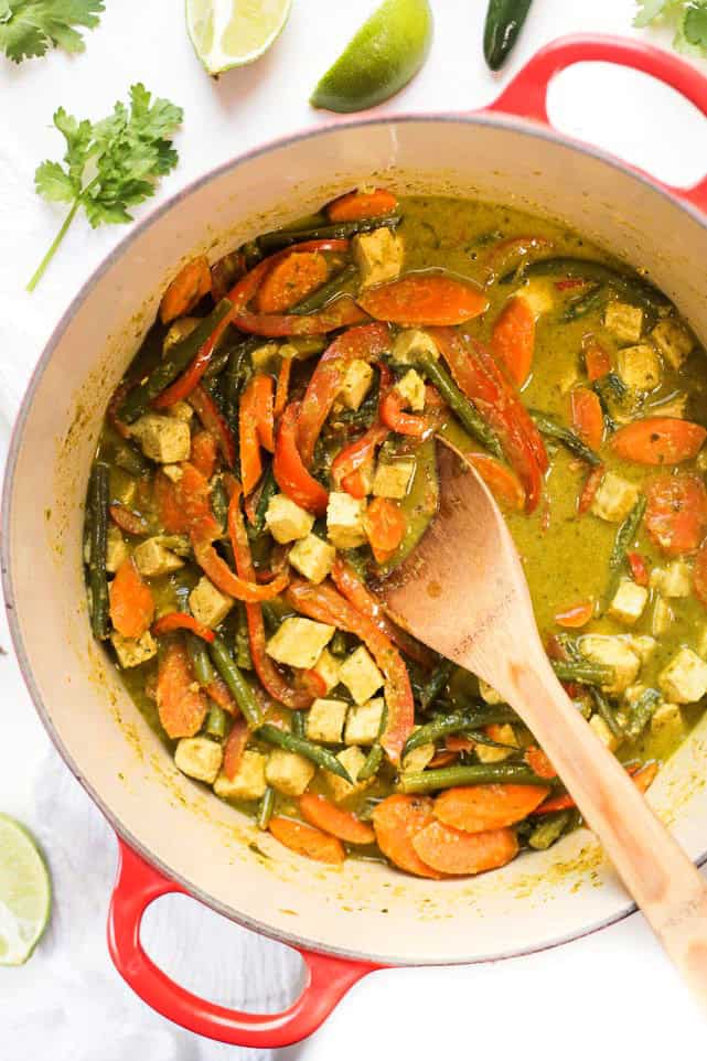 This EASY + VEGAN Green Curry Recipe is packed with flavor, is simple to make and tastes AMAZING!