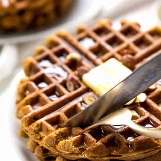 These HEALTHY Omega-3 Sweet Potato Waffles are the perfect weekend breakfast! They're light, fluffy, flavorful and also gluten-free!