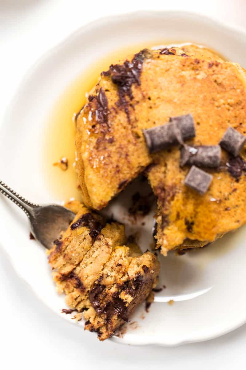 You'd never guess these Vegan Pumpkin Chocolate Chip Pancakes are actually HEALTHY & ALLERGY-FRIENDLY! They're free of the top 8 allergens but definitely do NOT sacrifice on taste!