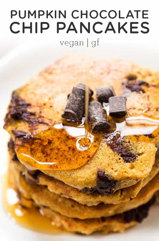 Vegan Pumpkin Chocolate Chip Pancakes