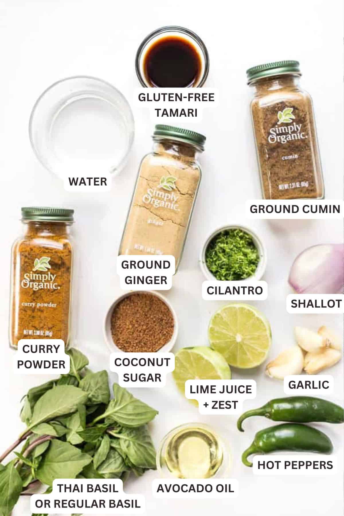 Ingredients for Easy Vegan Green Curry with Forbidden Rice.
