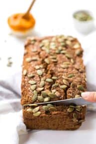 GF + VEGAN PUMPKIN BREAD -- light, tender, low in sugar and tastes absolutely amazing!