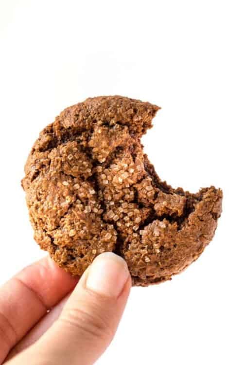 These CHEWY Ginger Molasses Cookies are super healthy, gluten-free, grain-free AND vegan!!