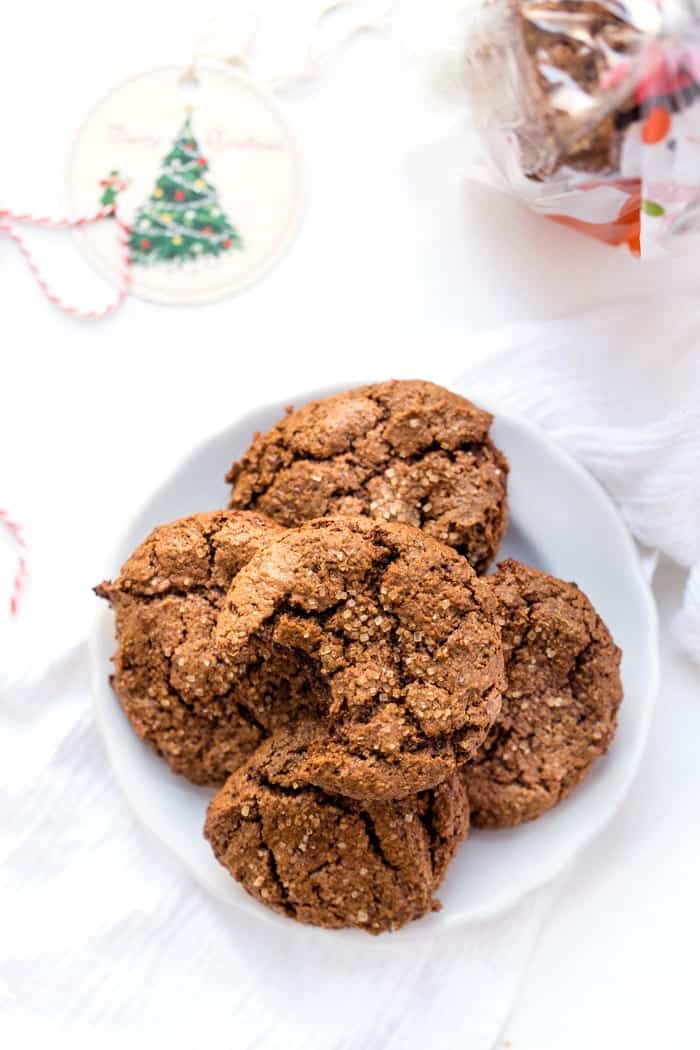 These CHEWY Ginger Molasses Cookies are super healthy, gluten-free, grain-free AND vegan!! 