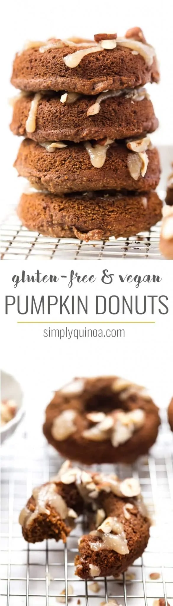 These HEALTHY Vegan Pumpkin Donuts are also gluten-free and topped with a healthy coconut icing!