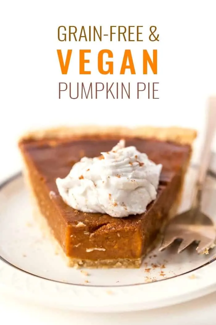 PERFECT Vegan Pumpkin Pie served in a flakey, grain-free almond flour crust! 