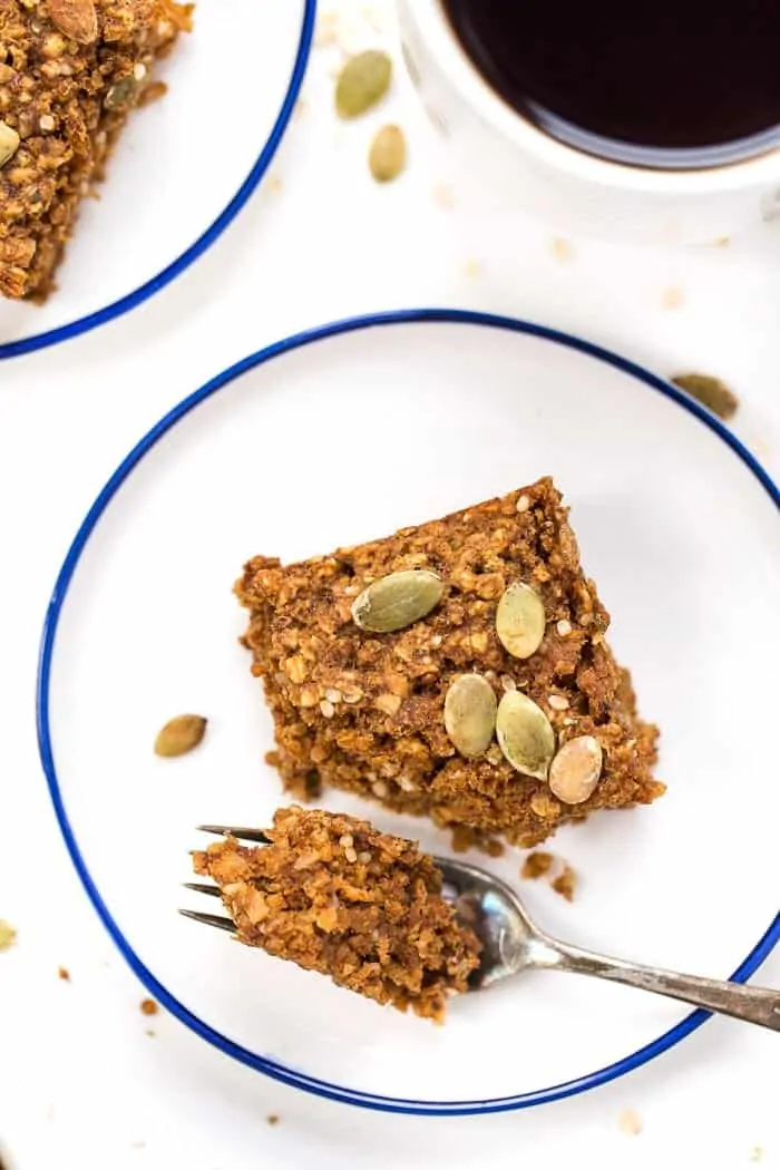 PUMPKIN QUINOA BREAKFAST BARS >> made with oats, quinoa, pumpkin, banana and just a few other HEALTHY ingredients! [vegan]