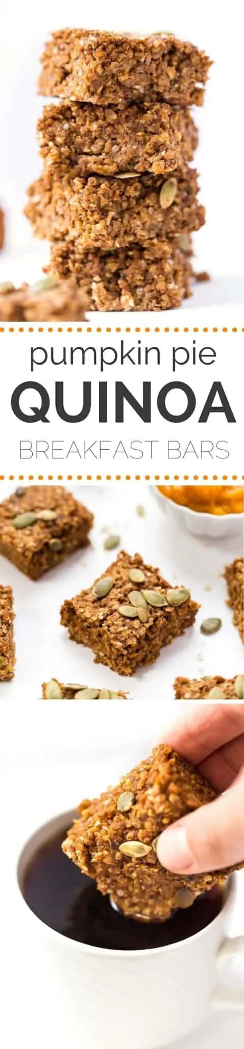 Gluten Free Pumpkin Quinoa Breakfast Bars (V, GF): a one bowl recipe for simply delicious pumpkin quinoa breakfast bars packed with protein to kick start your morning!