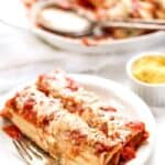 VEGAN MANICOTTI with a creamy tofu ricotta filling! And easy weeknight meal or a special plant-based addition to your holiday table!