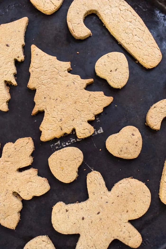 Gluten-Free & Vegan Sugar Cookies topped with a matcha icing! Perfect for the Christmas Holidays!!