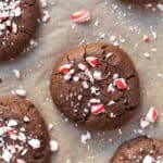 These HEALTHY Dark Chocolate Peppermint Cookies are made with a whole-grain base and coconut oil instead of butter!