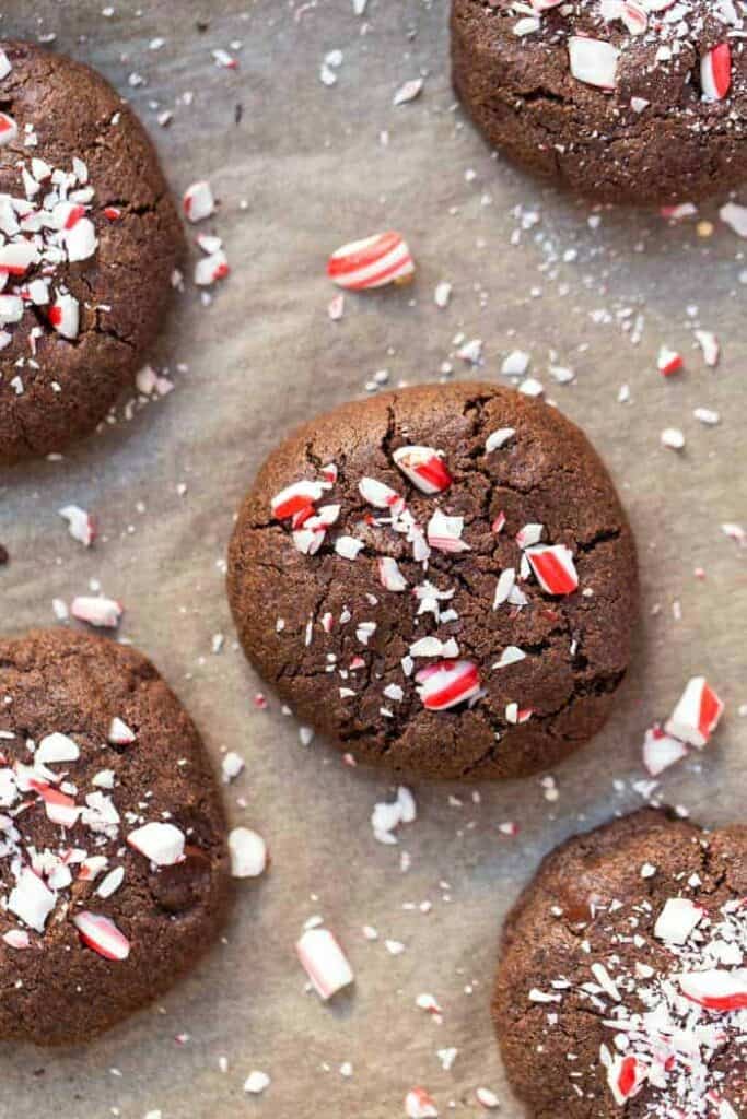 These HEALTHY Dark Chocolate Peppermint Cookies are made with a whole-grain base and coconut oil instead of butter!