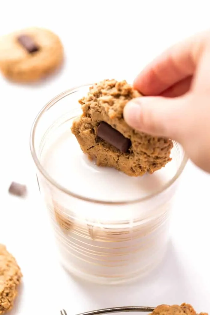 These HEALTHY Peanut Butter Blossoms are gluten-free, vegan and high-protein!! 