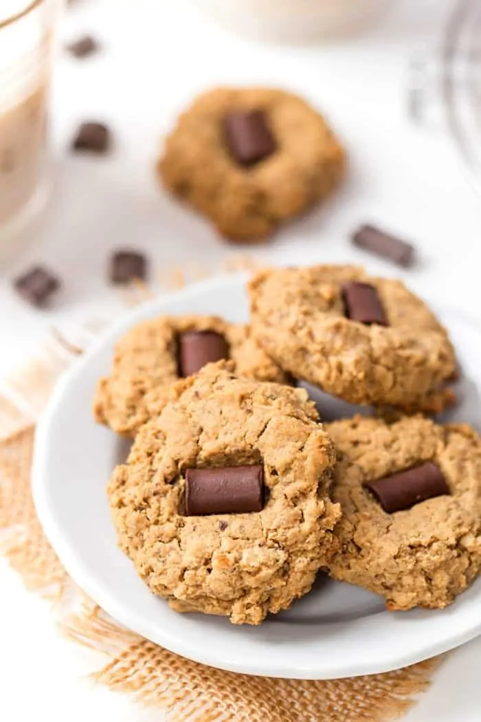 These HEALTHY Peanut Butter Blossoms are gluten-free, vegan and high-protein!! 