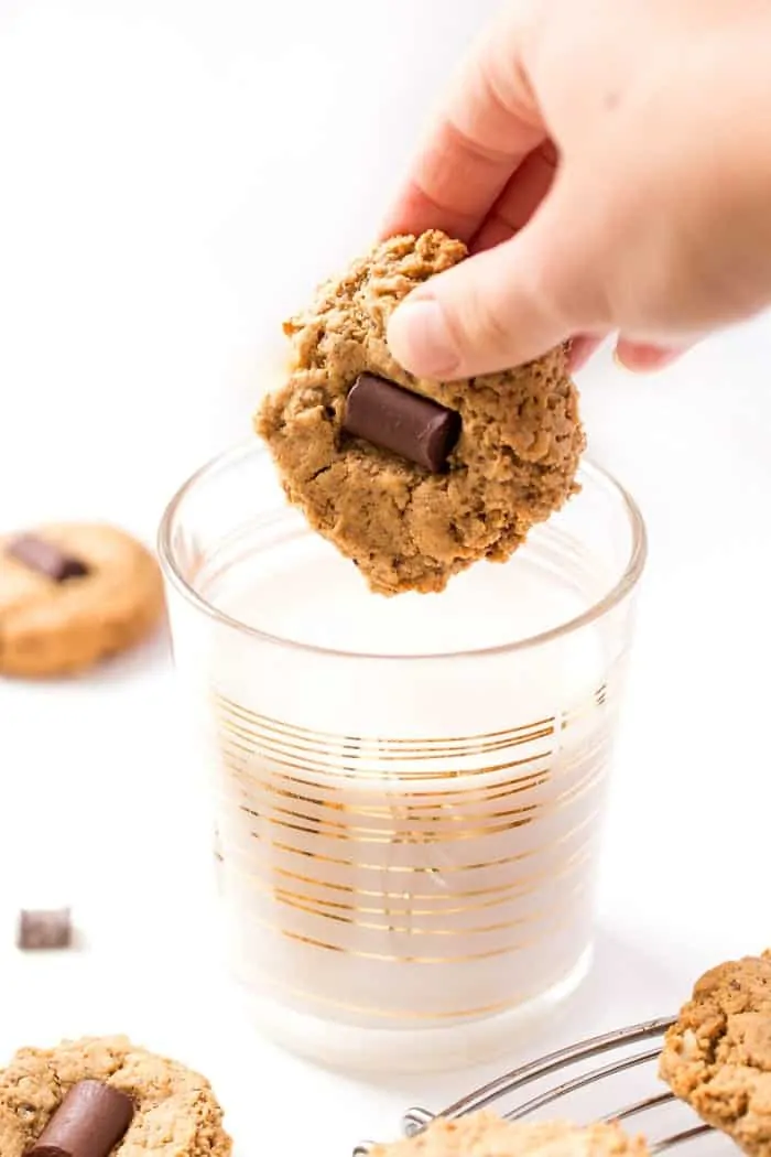 These HEALTHY Peanut Butter Blossoms are gluten-free, vegan and high-protein!! 