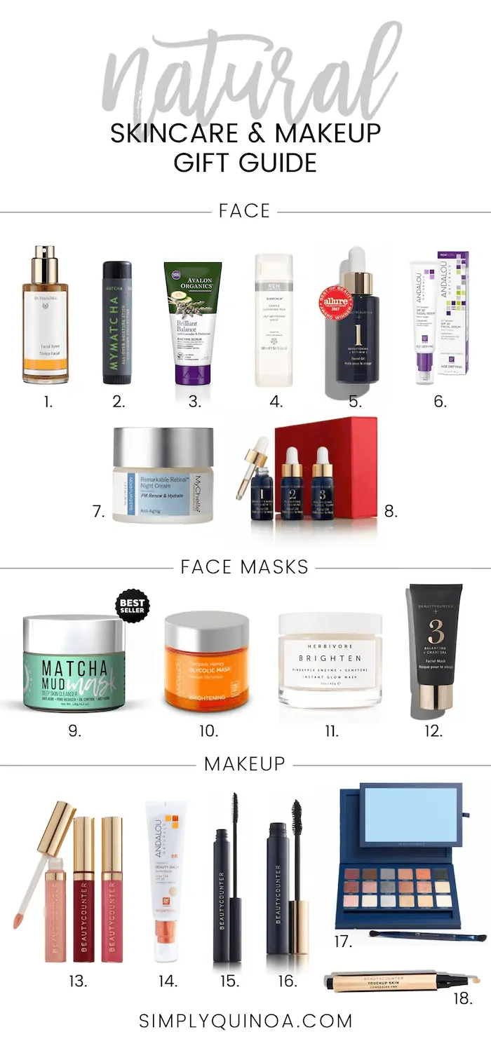 Natural Skincare & Makeup GIFT GUIDE! Everything from everyday facial products to face masks and even makeup!