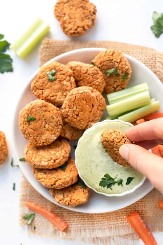Vegan Buffalo Quinoa Bites & Vegan Ranch Dip Simply Quinoa