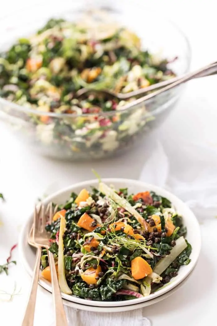 Winter Kale Salad with roasted butternut squash
