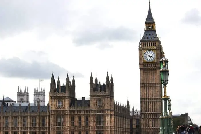 the london skyline with Big Ben and Parliment