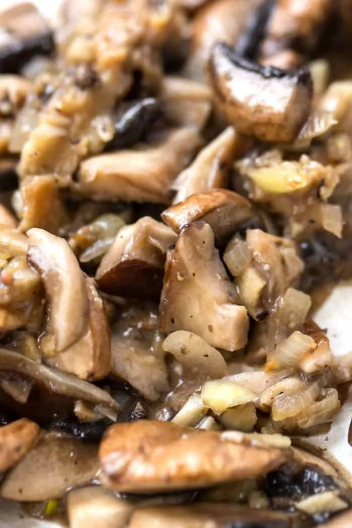 chopped cooked mushrooms for mushroom risotto