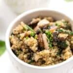 healthy mushroom quinoa risotto with spinach