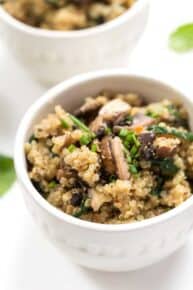 healthy mushroom quinoa risotto with spinach