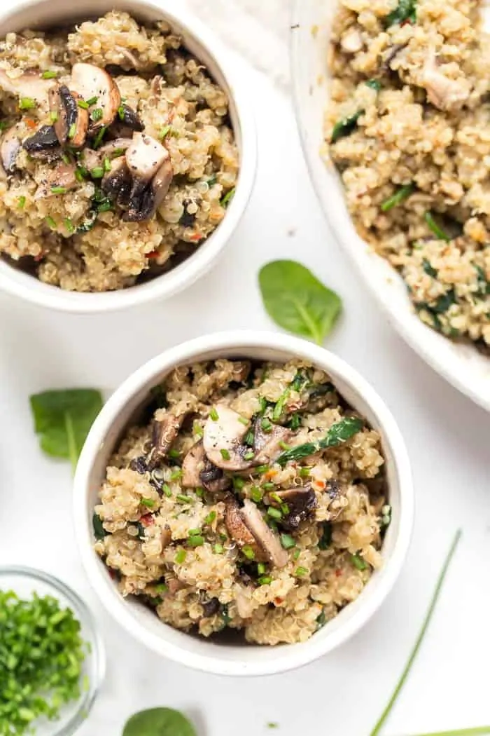 creamy vegan mushroom risotto with spinach