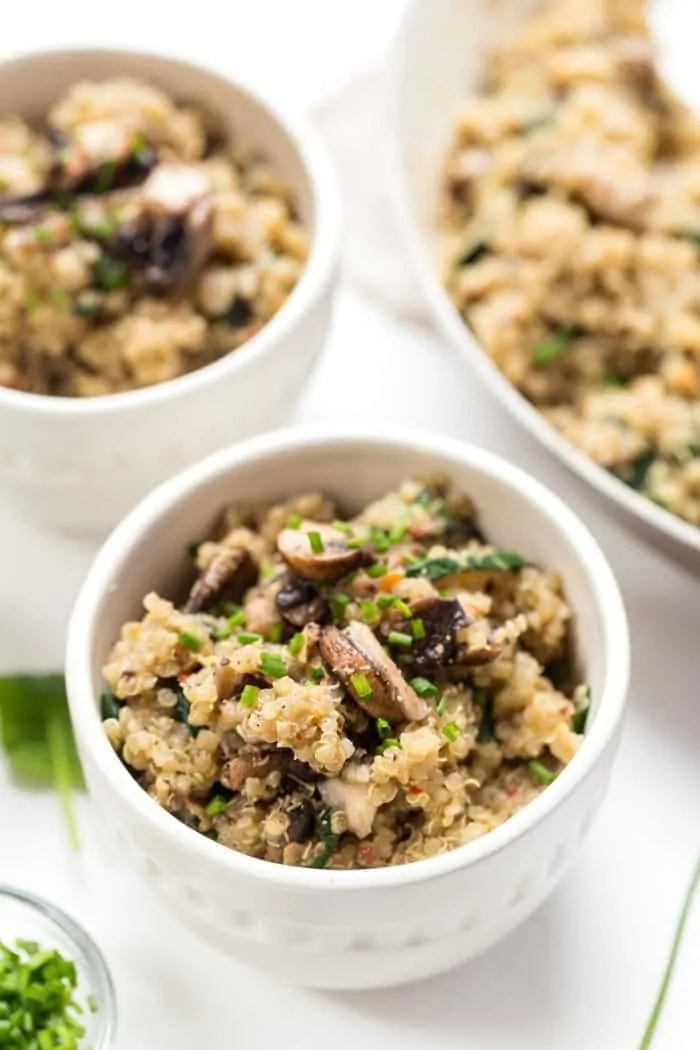 creamy mushroom quinoa risotto with spinach