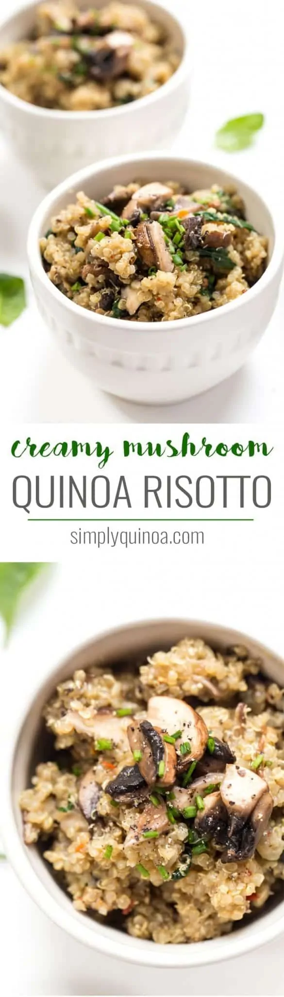 creamy mushroom quinoa risotto with spinach