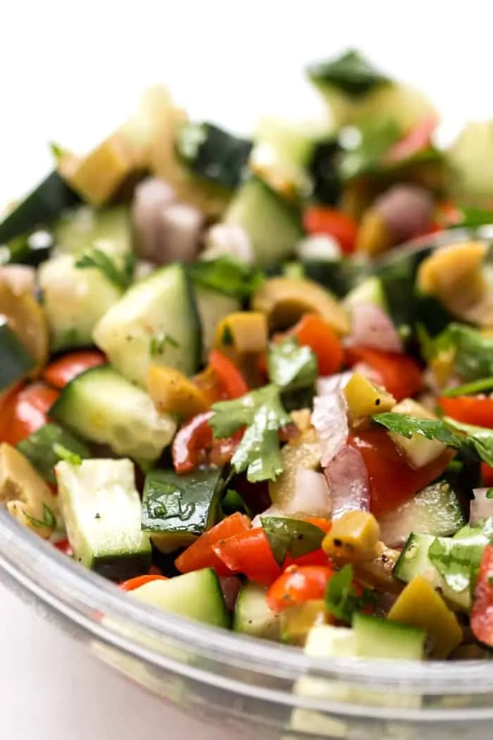 mediterranean salad with tomatoes, cucumbers and olives